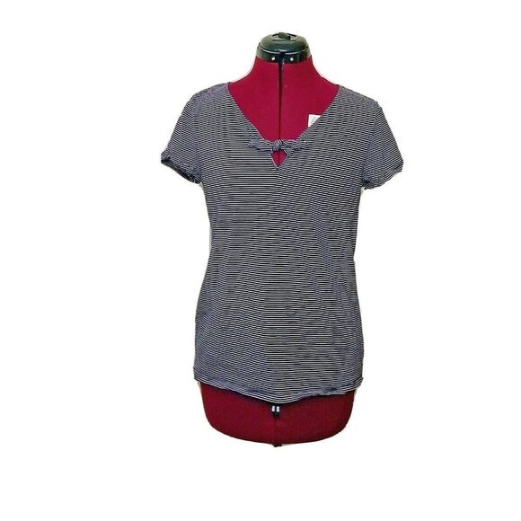 LOFT Outlet Tops - LOFT Outlet Top Women Front Tie Bow Short Sleeve Striped Size Medium